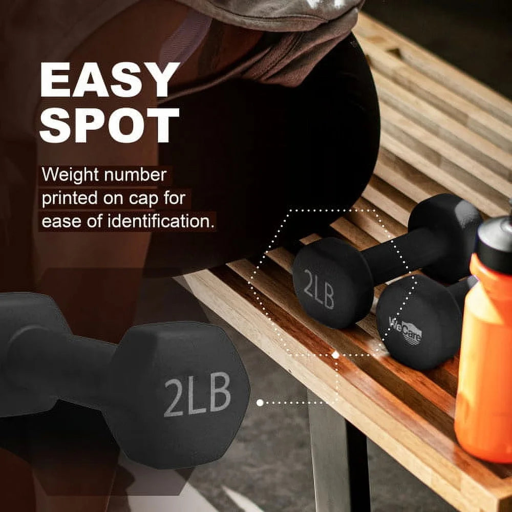 2lb Neoprene Hex Dumbbell Pair – Anti-Roll, Home Gym Fitness