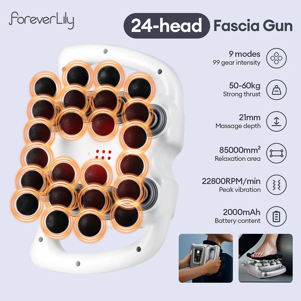 24-Head High-Frequency Massage Gun with 99 Speed Levels