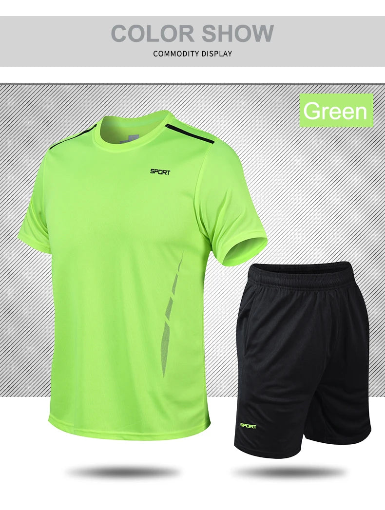 CHRLCK Men’s Quick-Dry Sports Set – Breathable T-Shirt & Shorts