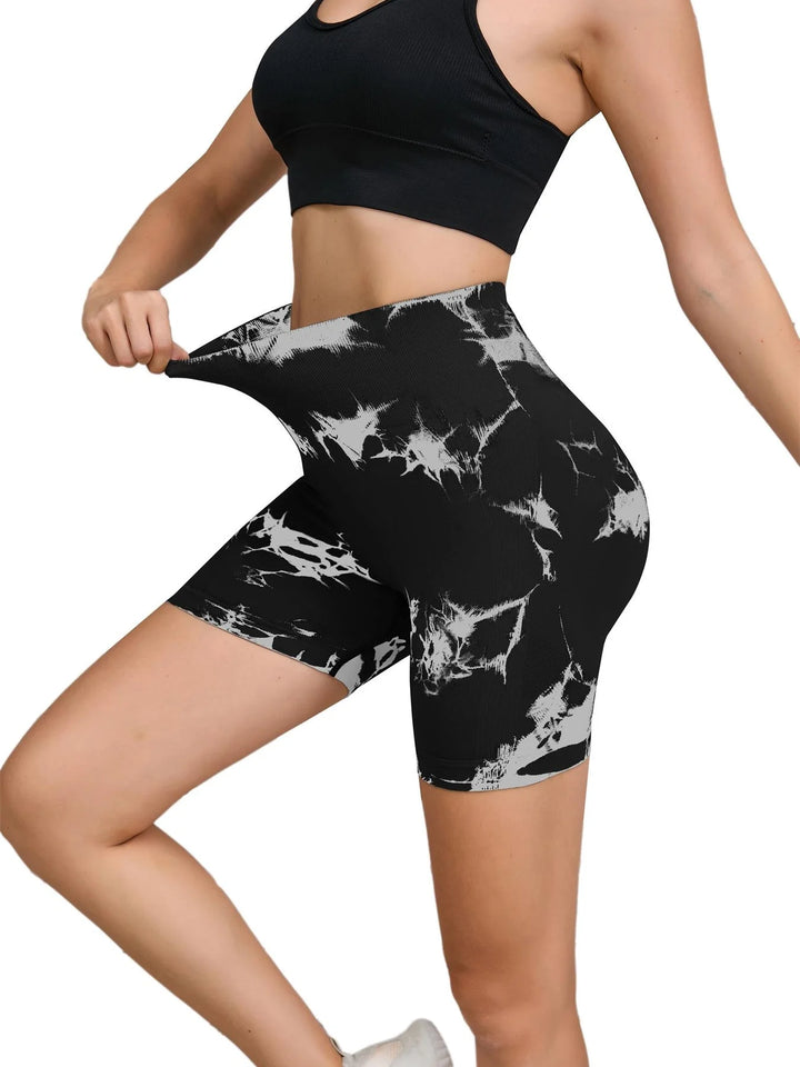 Tie-Dye High Waist Women’s Fitness & Yoga Shorts – Hip-Lifting