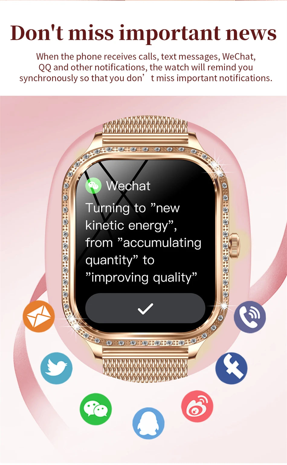 Women’s Smartwatch – Heart Rate, Blood Pressure, Music & BT Calling
