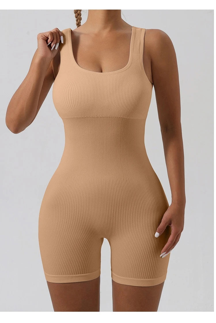 Seamless Tummy Control Bodysuit – Women’s Backless One-Piece Yoga Romper