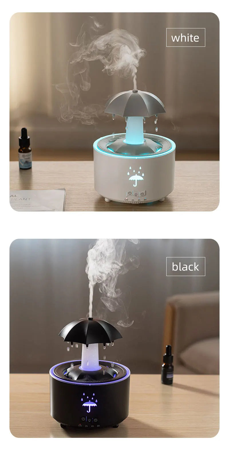 Cloud Rain Humidifier – Raindrop Aroma Diffuser with Remote & Night Light