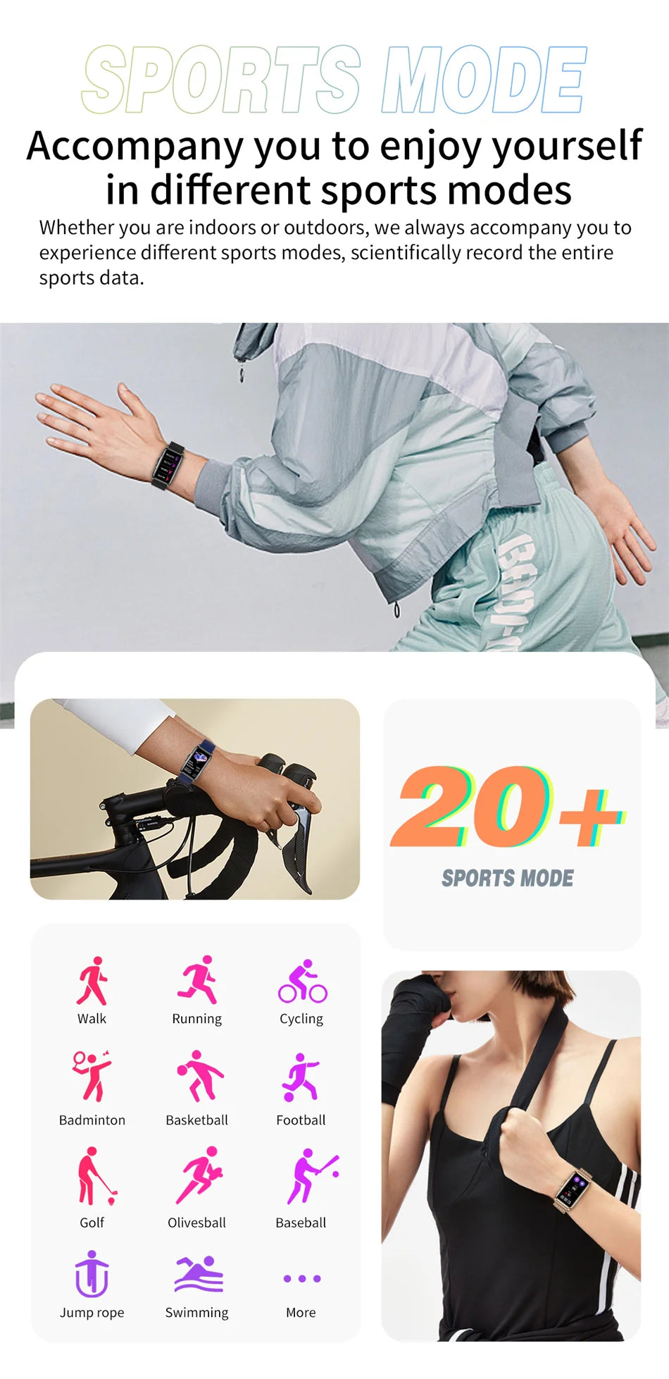 Smart Bracelet Watch – Android iOS Compatible, Waterproof Fitness Tracker with Heart Rate Monitor & 20+ Sports Modes, Gift for Men & Women