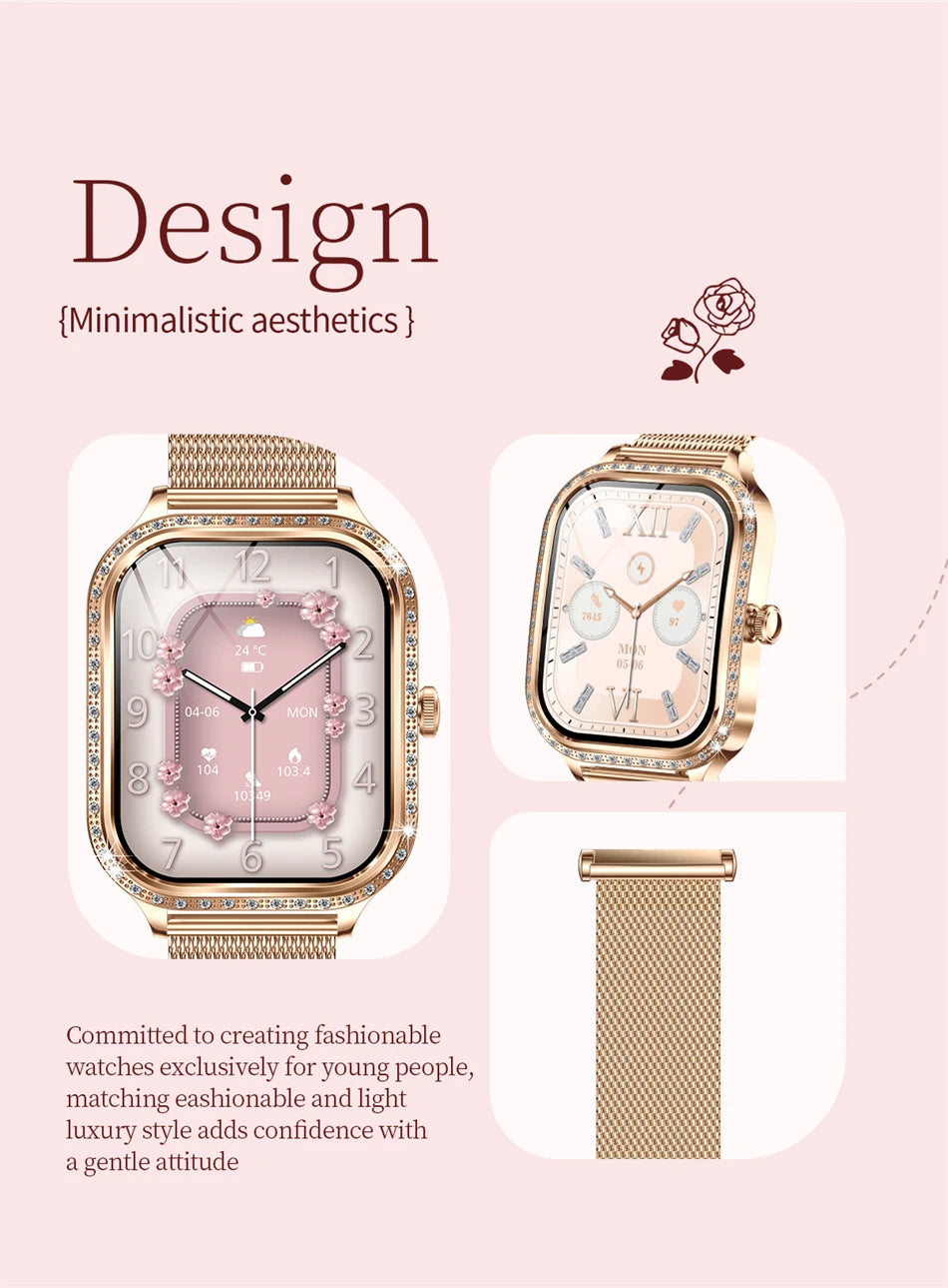 Women’s Smartwatch – Heart Rate, Blood Pressure, Music & BT Calling