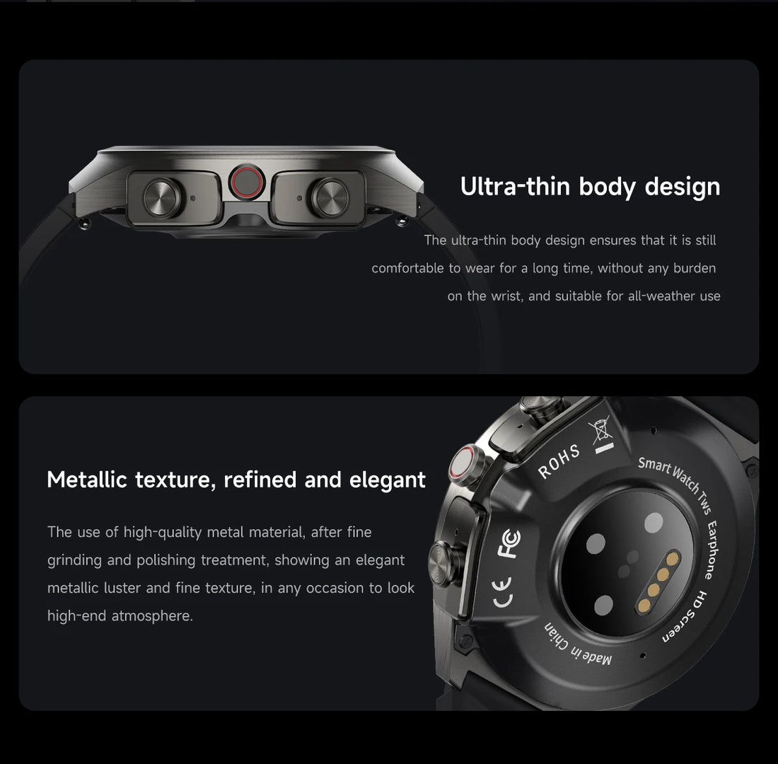 GEJIAN Smartwatch with Built-in Headphones & AMOLED Display
