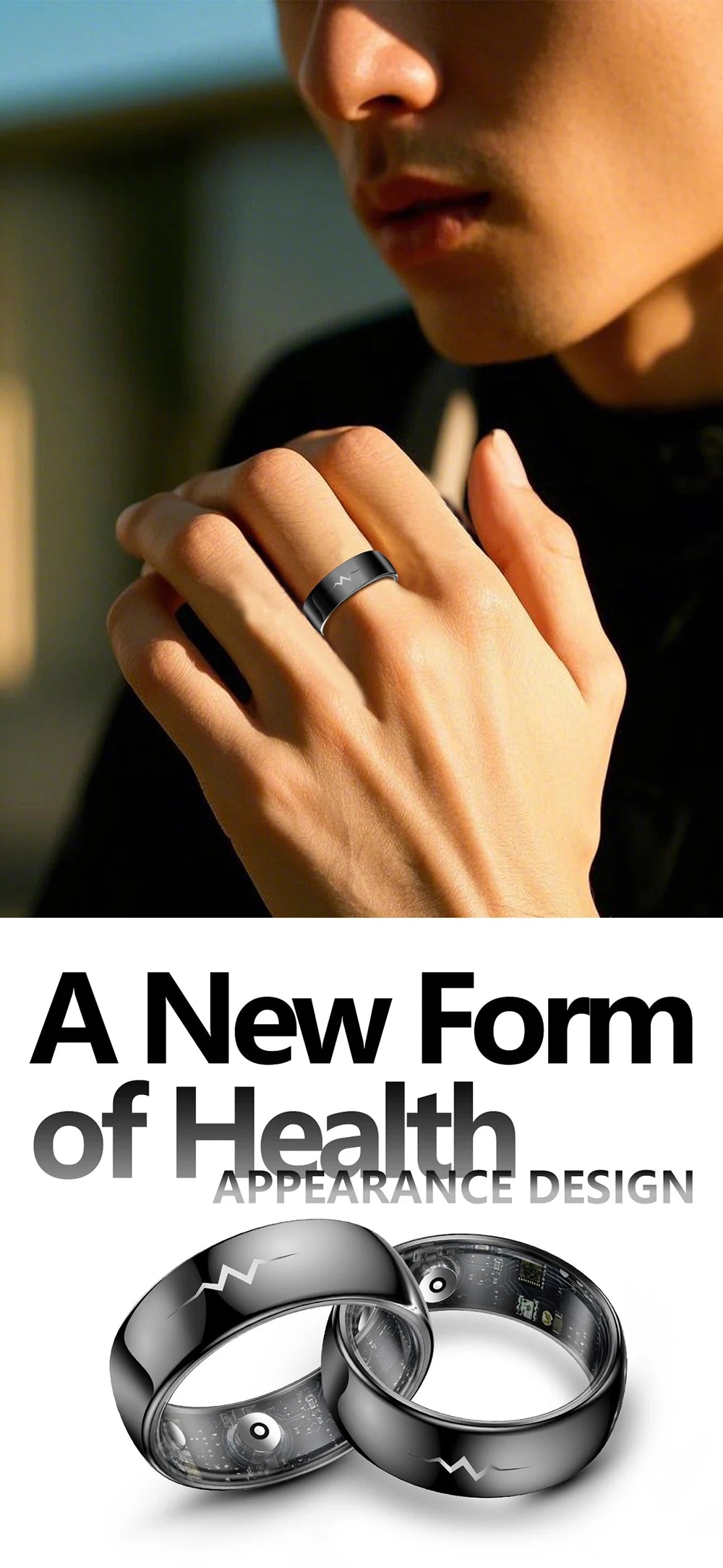 High-End Smart Ring – ECG, Blood Oxygen, Heart Rate & Blood Pressure Monitor with Sleep Tracking, 5ATM Waterproof, Multi-Sport Modes