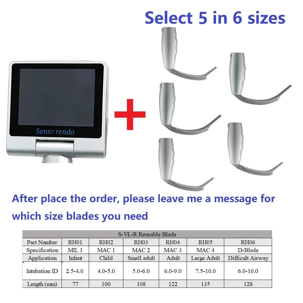 " Digital Video Laryngoscope – Touchscreen Anesthesia Scope with Reusable Blades