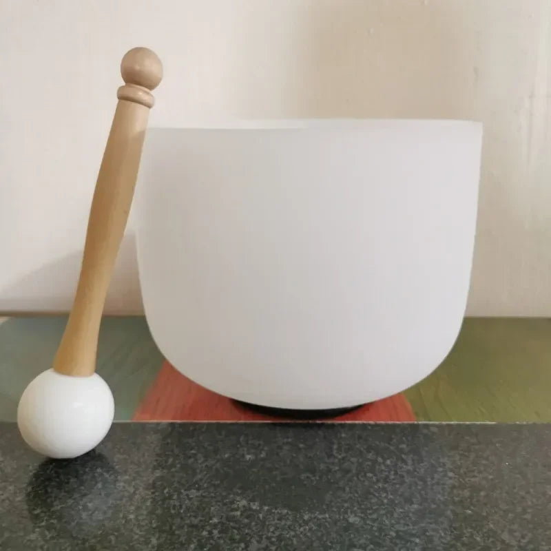 Handmade White Crystal Singing Bowl – Sound Healing & Meditation Instrument
