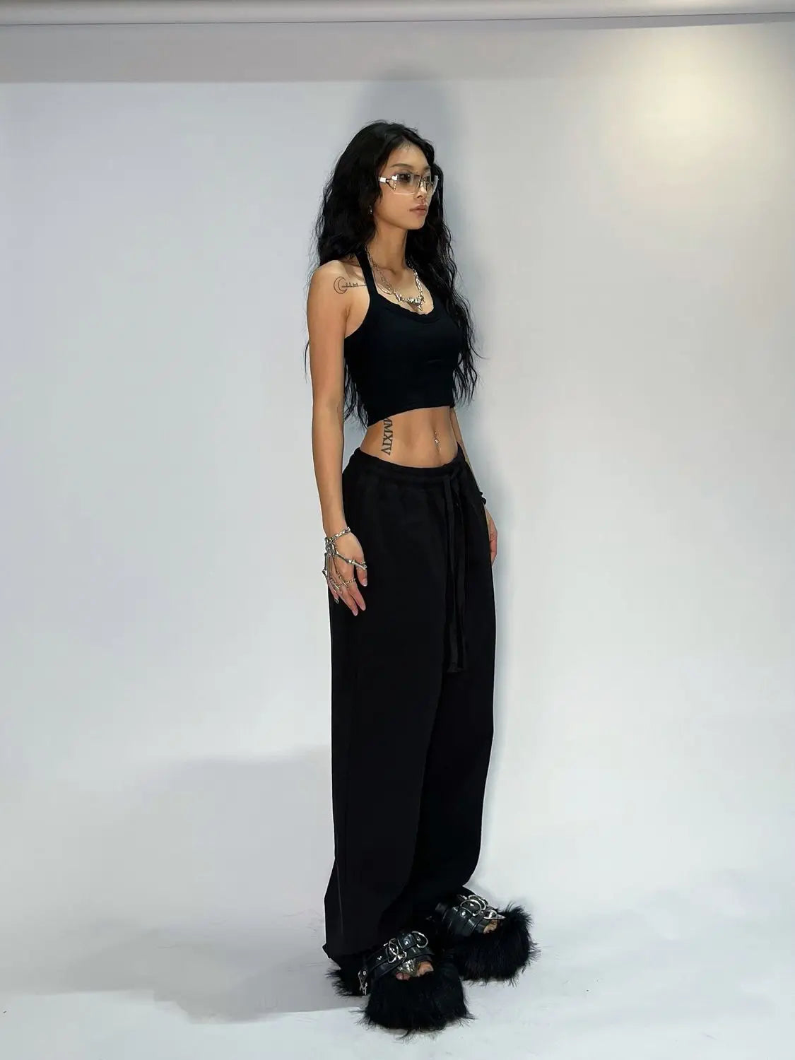 Women’s Casual Grey Sweatpants – Loose Fit Parachute Pants with Stretchy Waist for Everyday Comfort