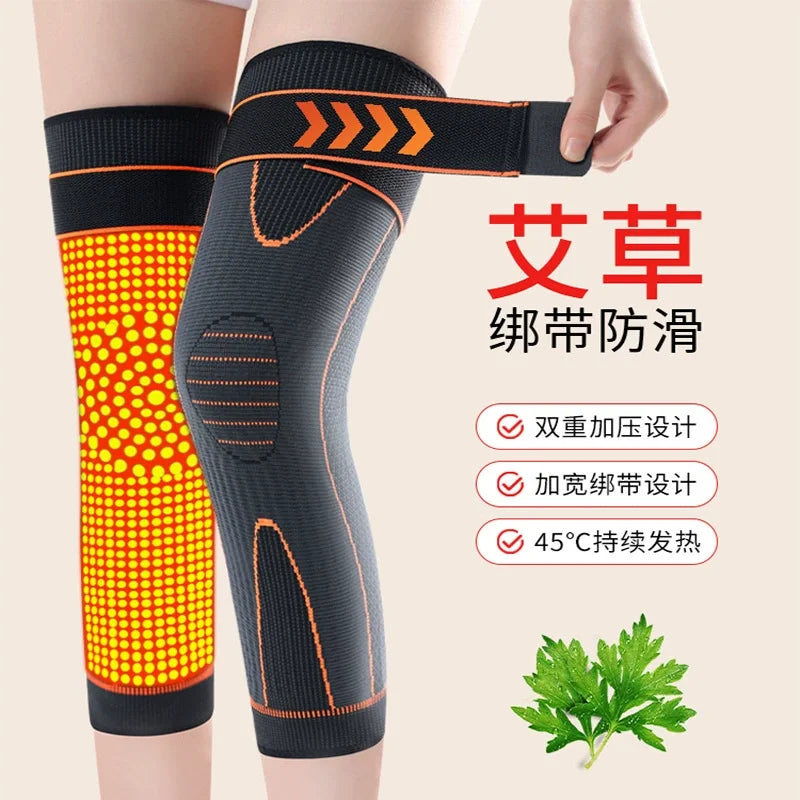 Pair Non-Slip Elastic Knee Pads – Long Leg Sleeve Bandage, Pressurized Support for Running, Sports, Warmth & Protection