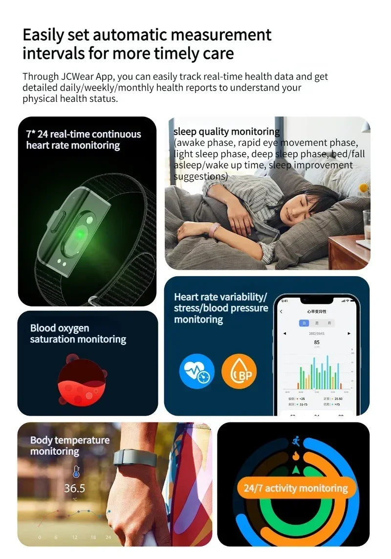 2208A Smart Bracelet – Heart Rate & Blood Pressure Monitor, Fitness Tracker Watch with Pedometer for Men & Women