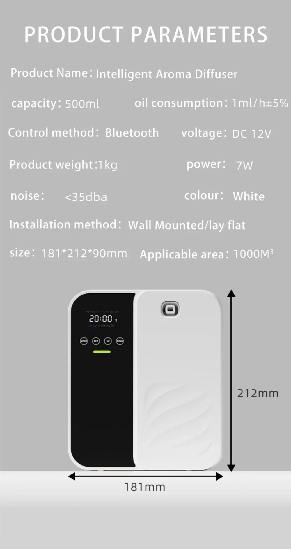 500ml Electric Aroma Diffuser – Waterless Scent Machine, Essential Oil Air Freshener for Home & Office (Covers up to 1000m³)