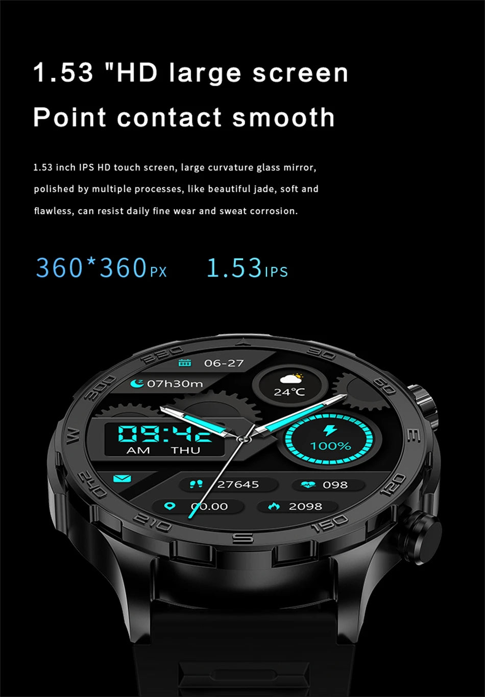 Men’s Smartwatch – AMOLED HD, Bluetooth Call, NFC & GPS