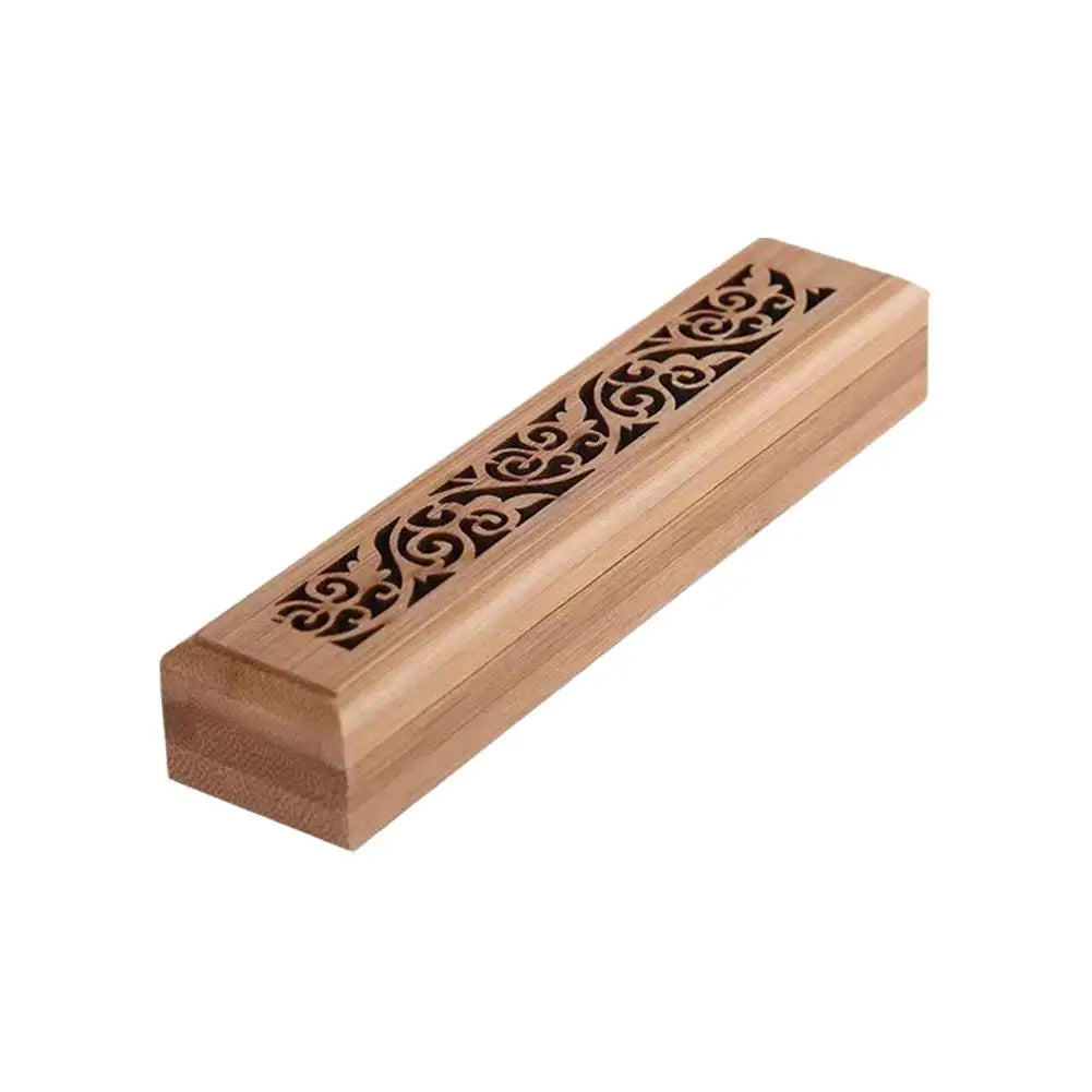 Natural Bamboo Incense Burner Box with Storage & Aromatherapy Plate
