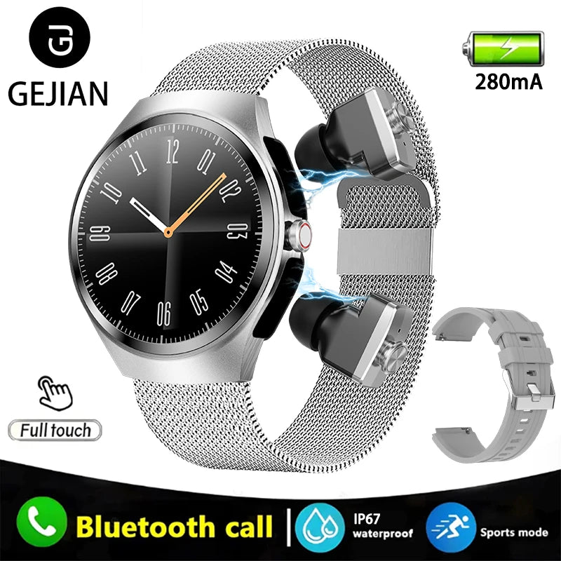 GEJIAN Smartwatch with Built-in Headphones & AMOLED Display