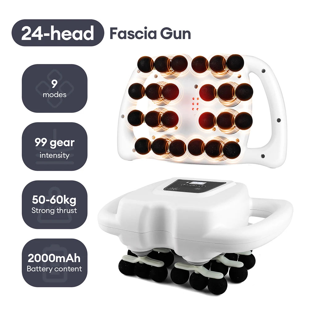 24-Head High-Frequency Massage Gun with 99 Speed Levels