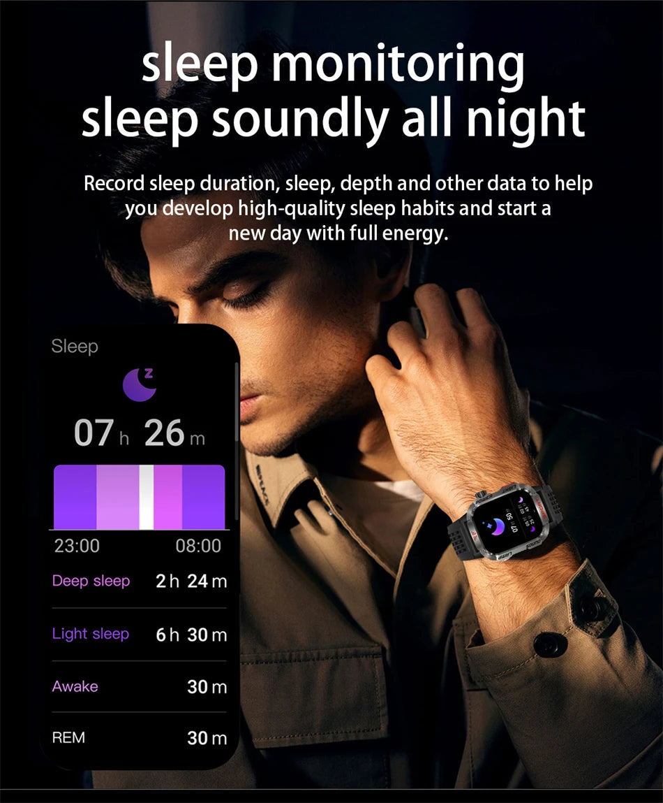 Men’s Military GPS Smartwatch – Outdoor Sport Tracker with Compass & Flashlight