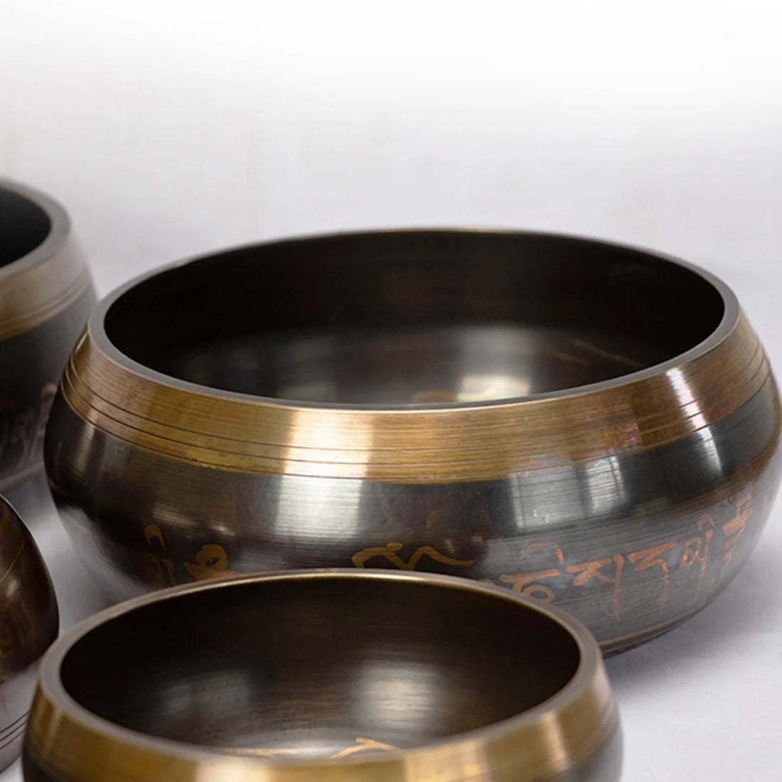 Tibetan Singing Bowl Set – 8.5–20CM Scripture Bowls for Meditation & Healing