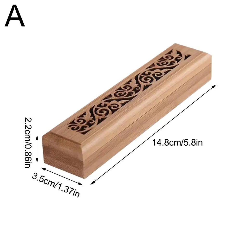 Natural Bamboo Incense Burner Box with Storage & Aromatherapy Plate