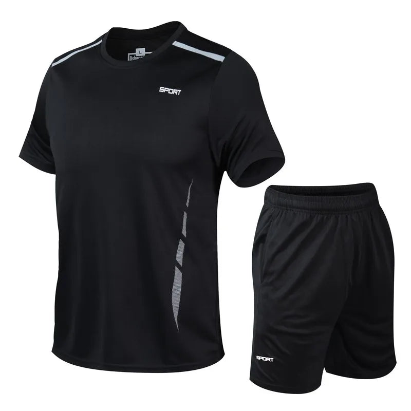 CHRLCK Men’s Quick-Dry Sports Set – Breathable T-Shirt & Shorts