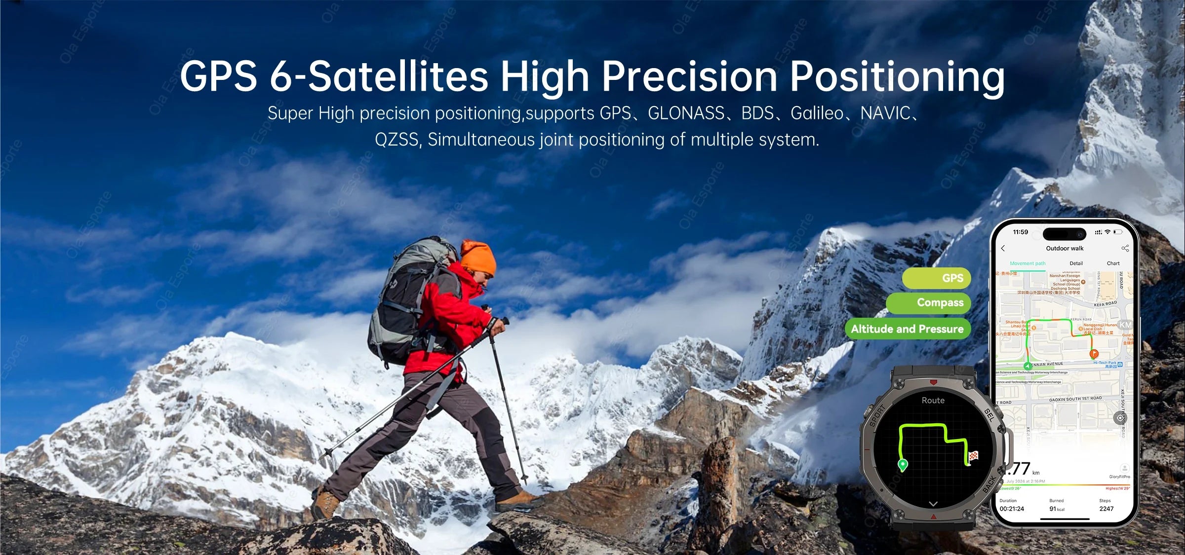 T-Rex 3 GPS Smartwatch – 10ATM Waterproof Military Sports Fitness Watch