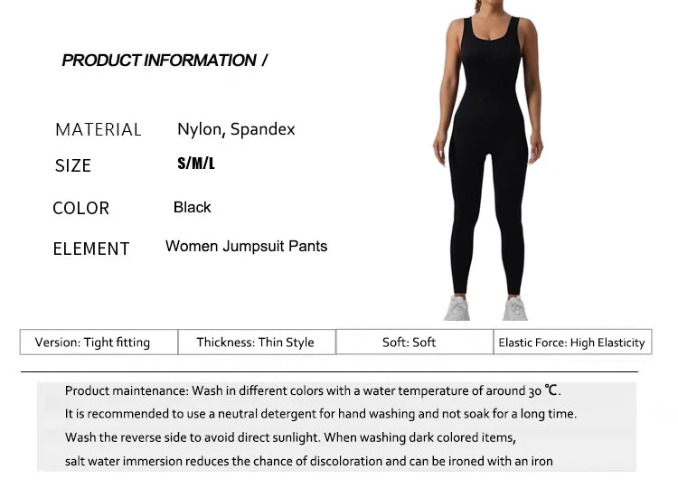 Seamless Ribbed Jumpsuit Women’s Yoga Tracksuit – One-Piece Sleeveless Fitness Romper