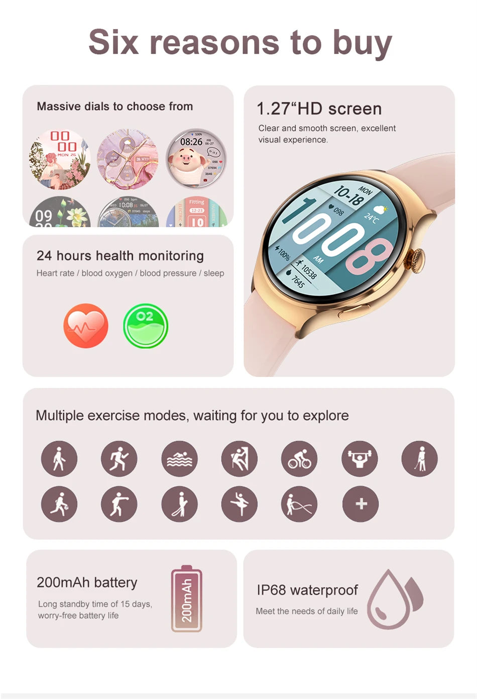Women’s GPS Smartwatch with NFC, Bluetooth Call & Health Tracking