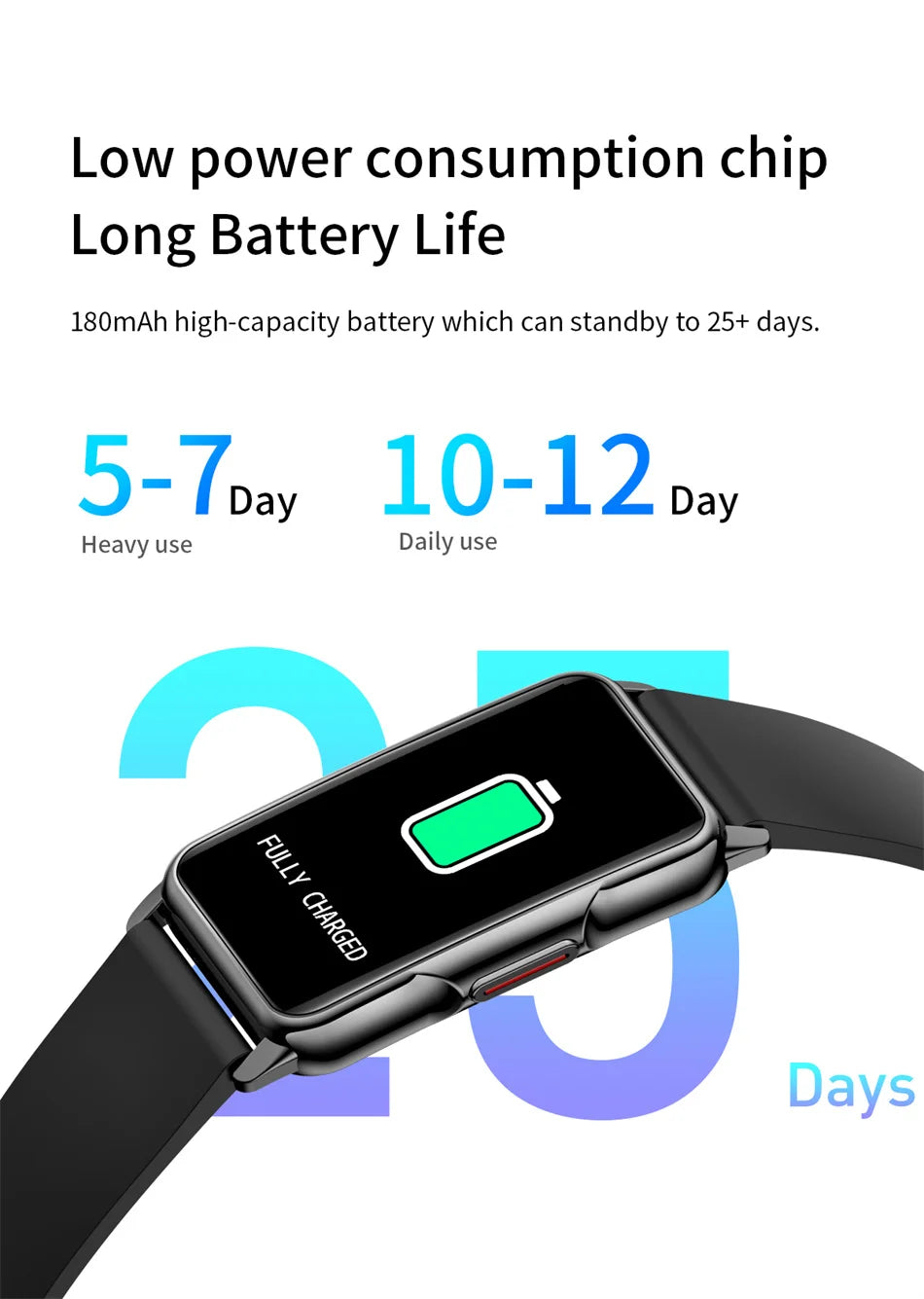 Smart Bracelet Watch – Android iOS Compatible, Waterproof Fitness Tracker with Heart Rate Monitor & 20+ Sports Modes, Gift for Men & Women