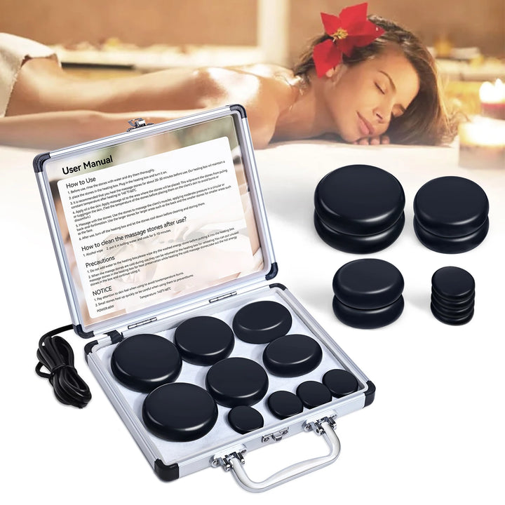 Hot Stone Massage Set – 10 Piece Professional Spa Massage Tools for Relaxation & Therapy