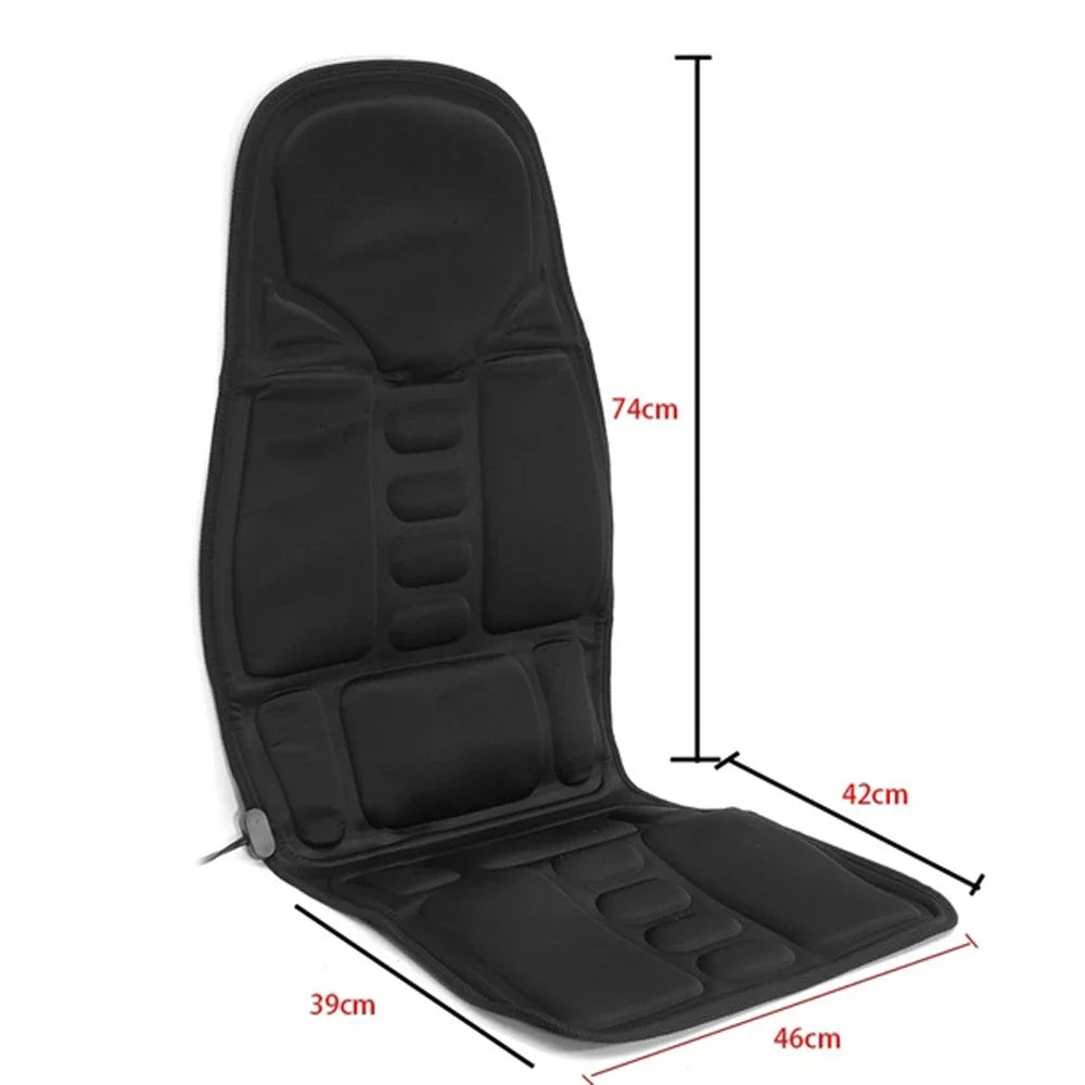 Electric Heating Vibrating Back Massager Cushion – Portable Chair Pad for Car, Home & Office Pain Relief