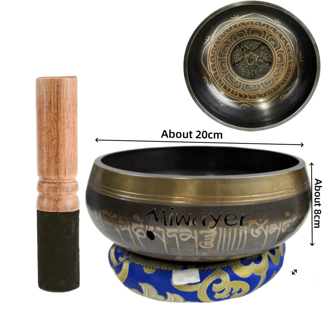 Tibetan Singing Bowl Set – 8.5–20CM Scripture Bowls for Meditation & Healing