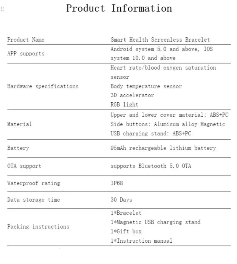 2208A Smart Bracelet – Heart Rate & Blood Pressure Monitor, Fitness Tracker Watch with Pedometer for Men & Women