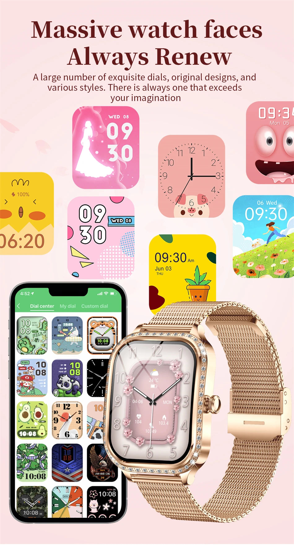 Women’s Smartwatch – Heart Rate, Blood Pressure, Music & BT Calling