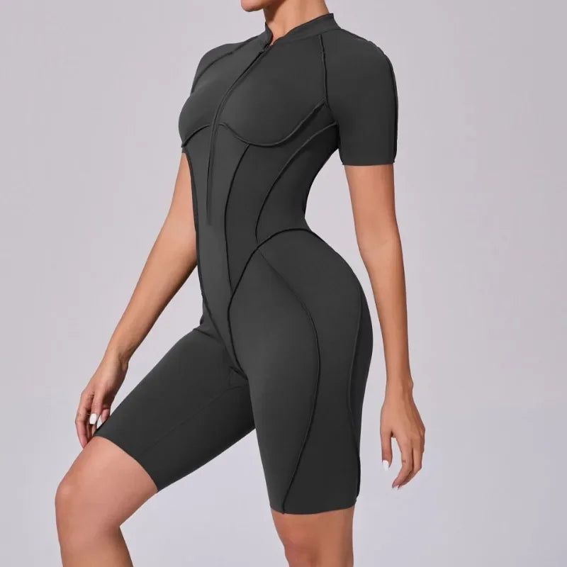 Seamless Yoga Jumpsuit – Women’s Backless Hip-Lifting One-Piece Fitness Bodysuit with Zipper for Gym & Workout