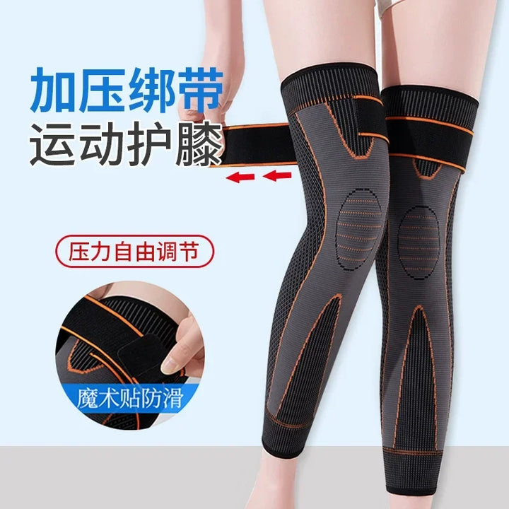 Pair Non-Slip Elastic Knee Pads – Long Leg Sleeve Bandage, Pressurized Support for Running, Sports, Warmth & Protection