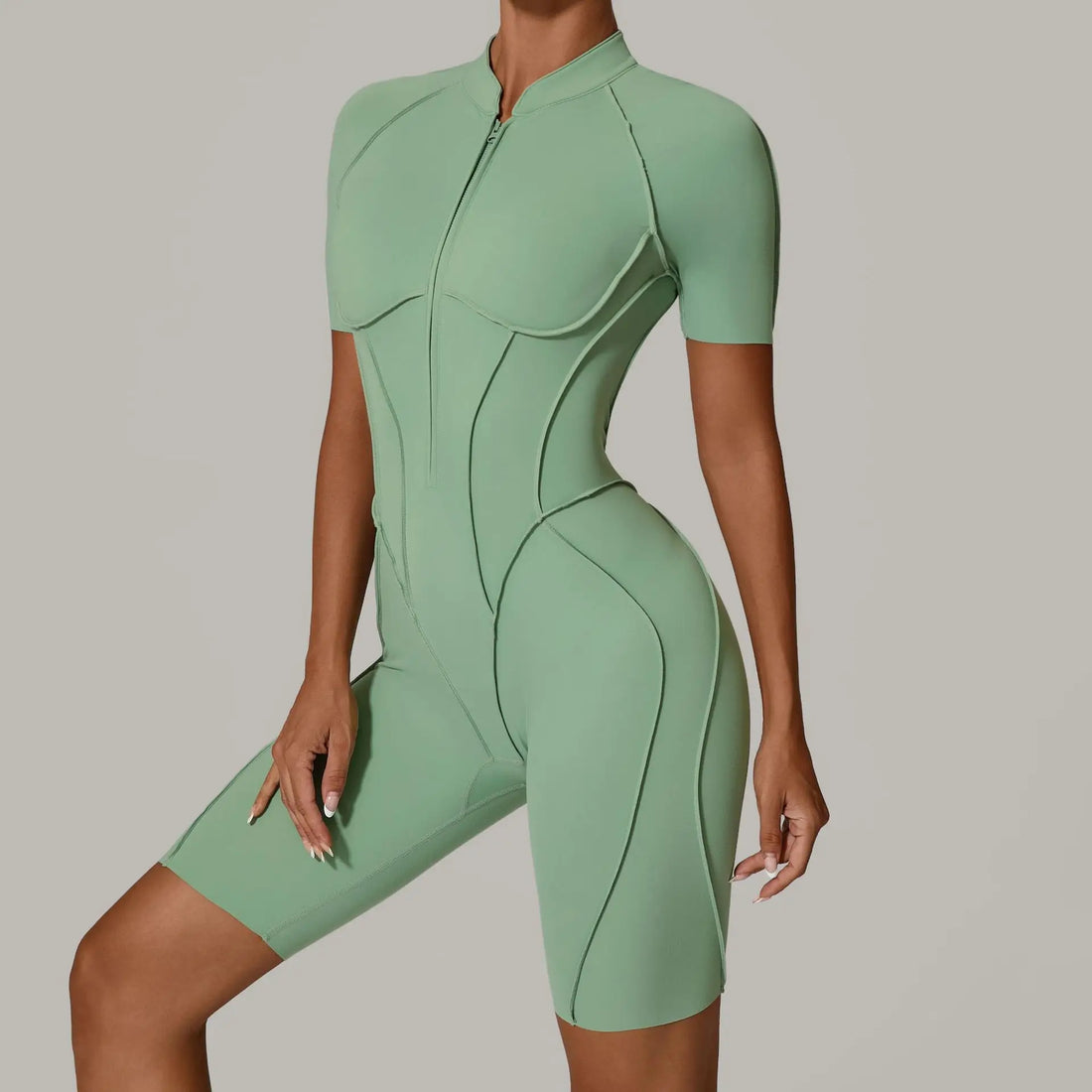 Seamless Yoga Jumpsuit – Women’s Backless Hip-Lifting One-Piece Fitness Bodysuit with Zipper for Gym & Workout