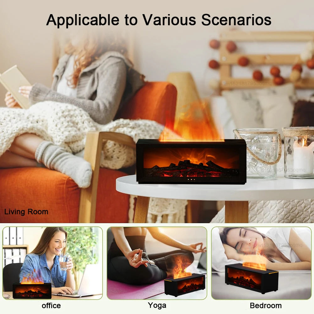 Essential Oil Air Humidifier – Flame LED Aroma Diffuser with Remote