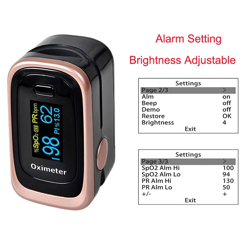 OLED Finger Pulse Oximeter – Portable SpO2 & PR Sleep Monitor with Case