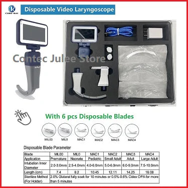 " Digital Video Laryngoscope – Touchscreen Anesthesia Scope with Reusable Blades