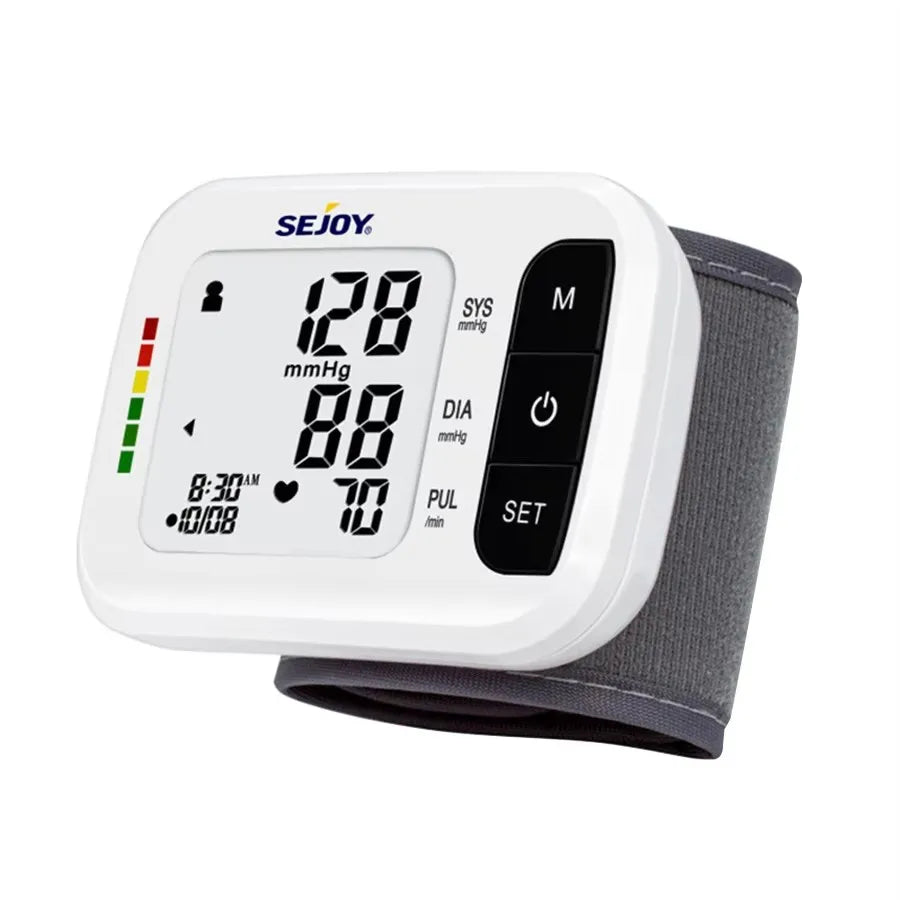 SEJOY Electronic Wrist Blood Pressure Monitor – Digital Sphygmomanometer with Heart Rate Detection