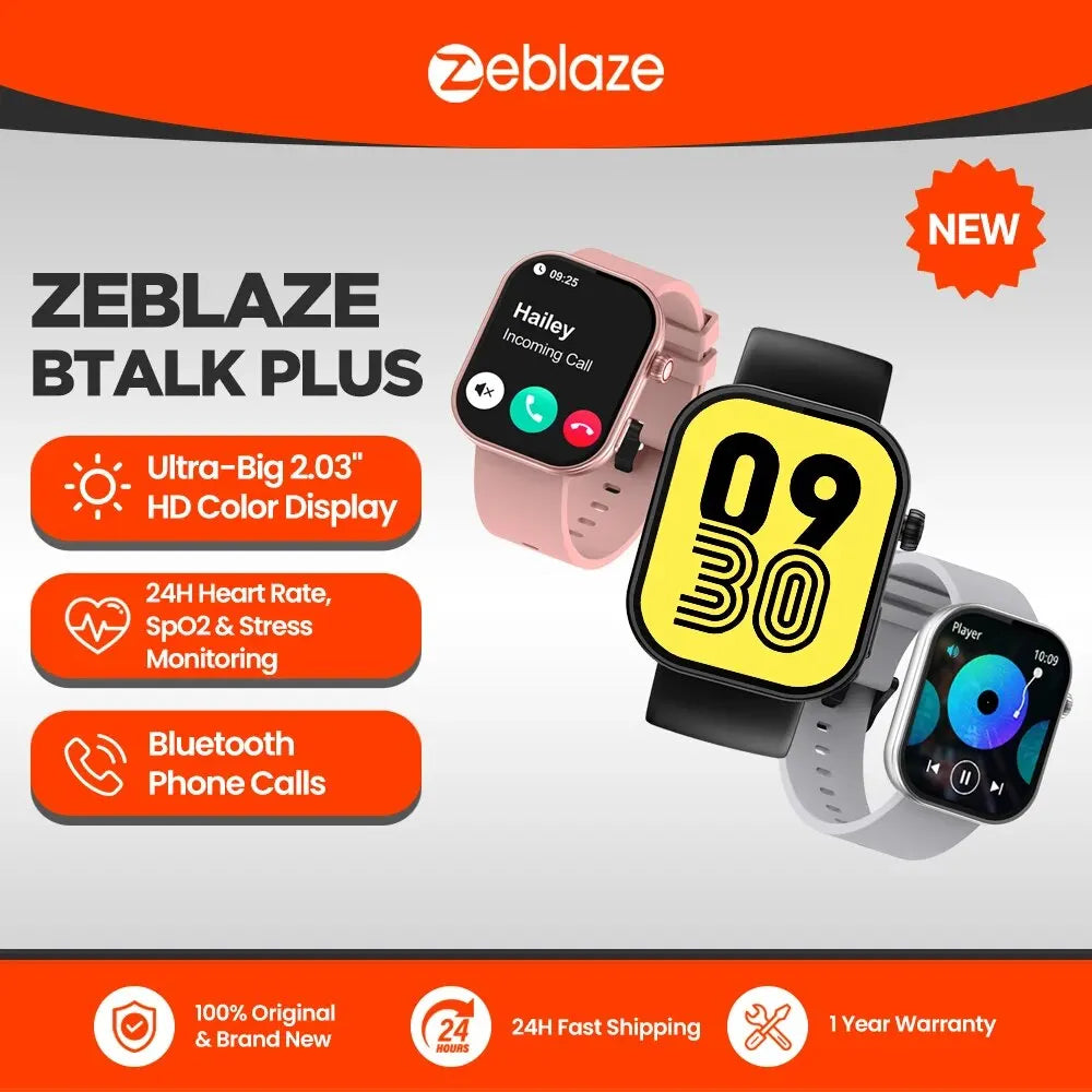 Zeblaze Btalk Plus Smartwatch – 2.03" HD Voice Calling & Fitness Tracker