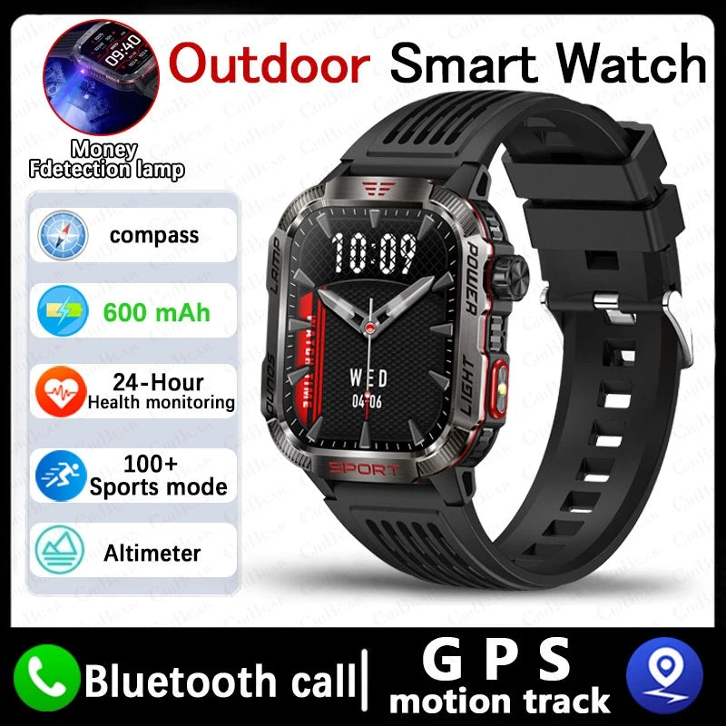 Men’s Military GPS Smartwatch – Outdoor Sport Tracker with Compass & Flashlight