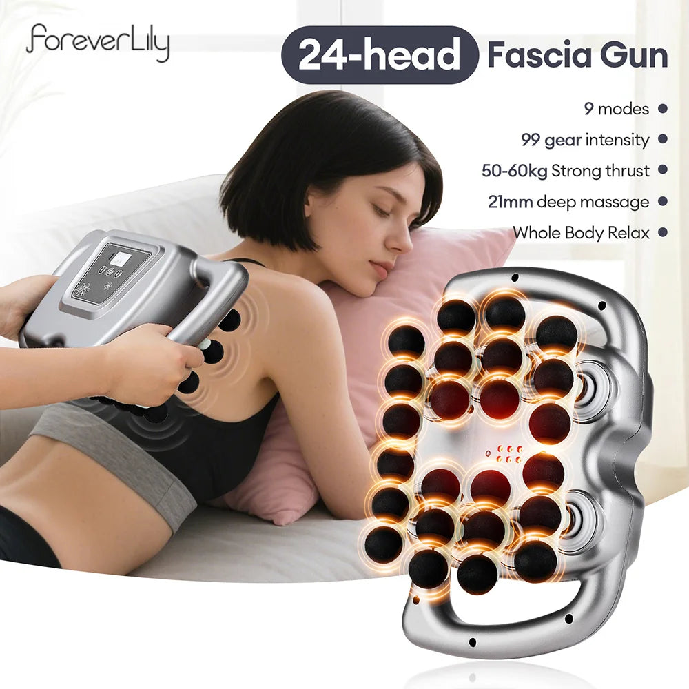 24-Head High-Frequency Massage Gun with 99 Speed Levels