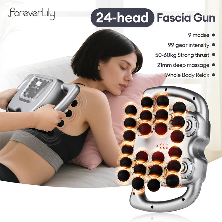 24-Head High-Frequency Massage Gun with 99 Speed Levels
