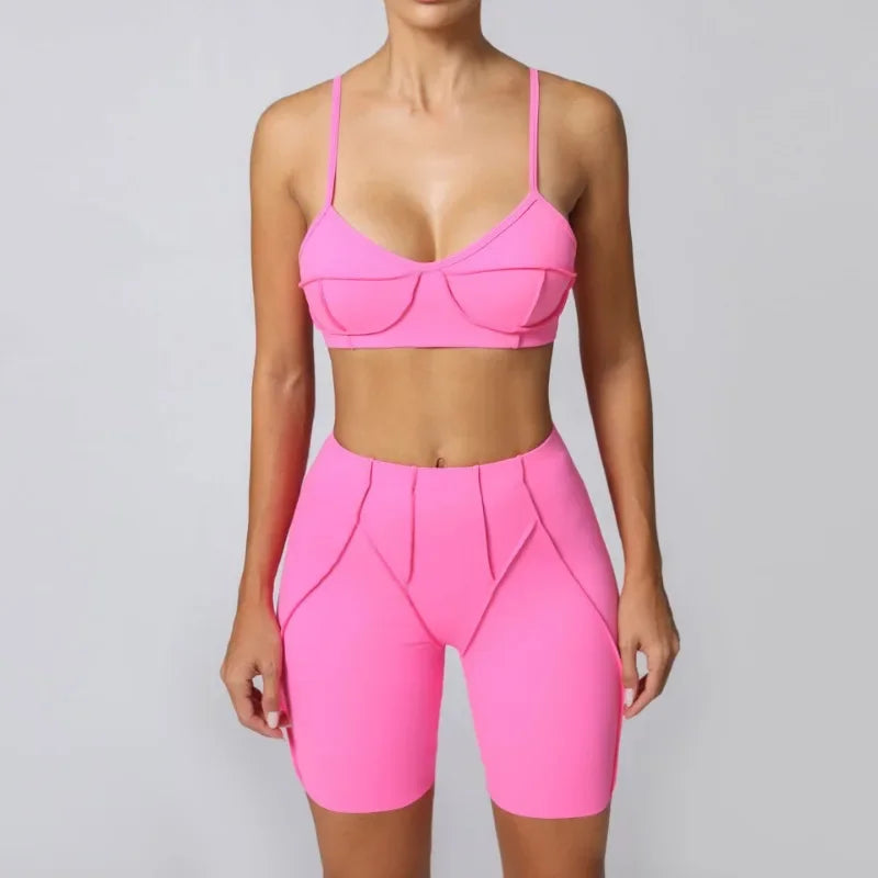 Seamless Yoga Set for Women – High-Waisted Peach-Lift Leggings & Quick-Dry Sports Bra