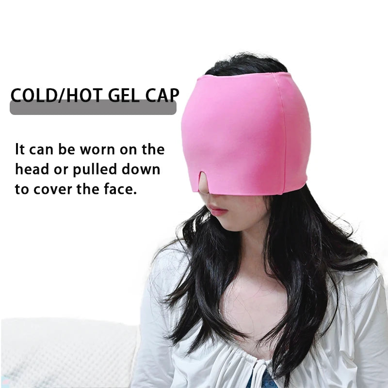 Gel Ice Headache Relief Hat – Cold Compress Therapy Cap & Eye Mask for Migraine, Stress & Pain Relief