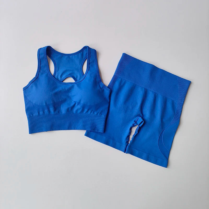 2PCS Seamless Yoga Set – Sports Bra & High Waist Shorts