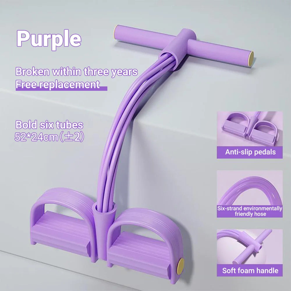 6 6-Tube Resistance Band with Pedals – Multifunction Yoga & Fitness Puller