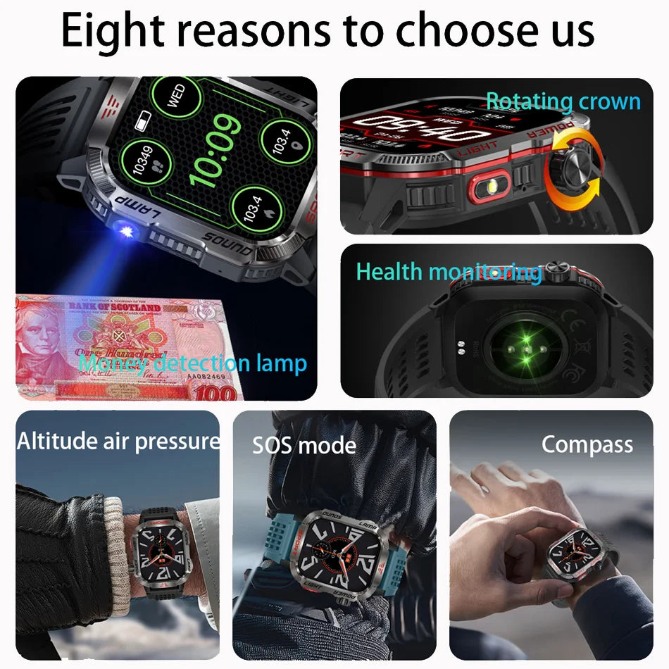 Men’s Military GPS Smartwatch – Outdoor Sport Tracker with Compass & Flashlight
